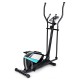 Magnetic elliptical machine cross trainer with adjustable resistance, LCD monitor, and sturdy triangular frame for home.