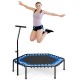 Mini fitness trampoline with adjustable bar, durable PP mat, and sturdy iron frame for indoor and outdoor workouts.