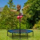 Child jumping on a 51" mini fitness trampoline with adjustable bar, featuring a durable PP mat and sturdy bungee cords.