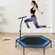 Mini fitness trampoline with adjustable bar, durable PP mat, and sturdy bungee cords for a stable workout experience.