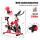 Adjustable exercise bicycle with a sturdy frame, 18 lbs flywheel, and LCD display for cardio fitness, supporting up to.