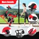 Adjustable exercise bicycle with a comfortable seat cushion, non-slip foot pads, and easy-to-move wheels for convenient.