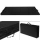 Black 4' x 10' folding gymnastics mat with durable PU leather cover, ideal for yoga, tumbling, and easy transport.