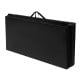 Black folding gymnastics mat measuring 4' x 10' x 2", ideal for versatile exercises and easy storage with a handle.
