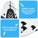 Close-up of the 6 feet surf foamie board showing safety leash and three detachable fins for easy control and transport.