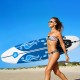 6 feet surf foam board with blue fish design, ideal for beginners, perfect for beach surfing and fun in the sun.