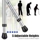 Lightweight adjustable folding cane seat in light-blue with 5 height settings, ideal for travel and resting.