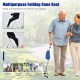 Lightweight adjustable folding cane seat in light blue, featuring a stable design and ergonomic handle for comfortable.
