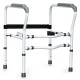 Steel safety toilet rail with adjustable height, sturdy carbon steel frame, and soft armrests for added support.
