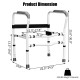 Steel safety toilet rail with adjustable height and width, supporting up to 300lbs for easy sitting and standing.