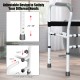 Adjustable steel toilet rail with 6-level height and 2-level width for stability and comfort, supporting up to 300lbs.