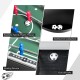 Close-up of the scoring device and kick-off hole on the 48-inch wooden foosball table for competitive play.