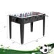 48-inch black wooden foosball table with sturdy legs, non-slip handles, ideal for game rooms and offices.