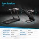 Folding treadmill with 4.75 HP motor, 51" x 18" running area, and touch screen control for versatile workouts.