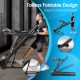 Folding treadmill with 4.75 HP motor, 51" running area, and touch screen control, ideal for home workouts.