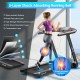 Folding treadmill with a spacious 5-layer running belt, 4.75 HP motor, and touch screen control for safe workouts.
