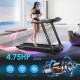 Folding treadmill with a powerful 4.75 HP motor, 20 preset programs, and a spacious 51" x 18" running area for safe.