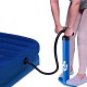Manual inflation SUP hand pump with gauge, featuring a blue aluminum body and anti-slip handle for quick inflation.