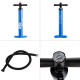 Double action manual SUP hand pump in blue with built-in pressure gauge and durable aluminum alloy body for quick.