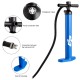 Double action manual SUP hand pump with gauge, aluminum alloy body, inflates up to 29 psi, ideal for paddleboards and.
