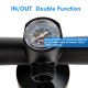 Close-up of the pressure gauge on a double action manual inflation SUP hand pump, designed for high-pressure inflating.