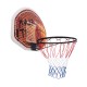 Close-up of the 29" polypropylene backboard featuring a basketball design, perfect for wall-mounted play in any room.