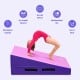Incline gymnastics mat wedge ramp in pink and purple, featuring eco-friendly material and non-slip surface for.