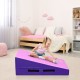Incline gymnastics mat wedge in pink and purple, designed for tumbling and stretching, featuring a non-slip surface.