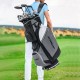 14-way golf cart stand bag in black and gray, featuring multiple pockets and a waterproof rain hood for protection.