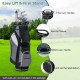 14-way golf cart stand bag with waterproof rain hood, featuring 3 top handles and anti-skid serrated bottom for.