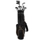 9-inch golf stand bag with 7-way divider, multiple pockets, and padded straps for comfortable carrying.