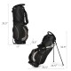 Golf stand bag with 7-way divider, adjustable straps, and multiple pockets for storage, ideal for carrying on the.