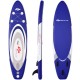 Adjustable 11' inflatable stand-up paddleboard in blue with carry bag, ideal for surfing and water activities.