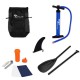 Adjustable inflatable paddle board set with carry bag, pump, extendable paddle, and fin for versatile water activities.