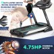 4.75 HP treadmill with a 7-layer running belt, adjustable speed, and LED display for home fitness and exercise tracking.