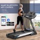 Treadmill with Bluetooth app control, 4.75 HP motor, adjustable speed, and auto incline for home fitness.