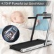 Folding treadmill with 4.75HP motor, adjustable speeds 0.6-10.5mph, ideal for home workouts or under-desk use.