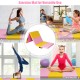 3-fold gymnastics tumbling fitness mat in pink and yellow, ideal for yoga, children play, and gymnastic training.