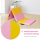 3-fold gymnastics tumbling mat in pink and yellow, made of tear-resistant PU leather, ideal for training and easy to.