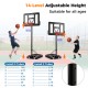 Portable basketball hoop with 14-level adjustable height, 44" backboard, and fillable base for stability, suitable for.