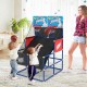 Kids arcade basketball game set featuring dual hoops, sturdy PVC construction, and four basketballs for indoor or.