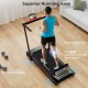 Folding treadmill with a spacious 5-layer running belt, LCD display, and knee protection for comfortable workouts.