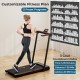 3-in-1 folding treadmill with large desk, LCD display, and 12 preset programs for versatile workouts at home.