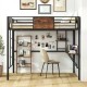 Twin loft bed with safety guardrail, built-in desk, and ladder, perfect for space-saving in small rooms.