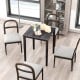 Square dining table with solid rubber wood frame, gray finish, suitable for meals and gatherings in any room.