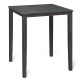 Square dining table in gray with solid rubber wood frame, spacious for meals, ideal for dining rooms or kitchens.