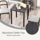 Square dining table with spacious faux wooden top, solid rubber wood frame, perfect for meals and gatherings.