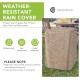 Square outdoor propane fire pit with waterproof cover, designed for durability and protection against weather elements.
