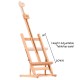 Height adjustable wood tabletop easel in H-Frame design, perfect for artists and students, folds flat for easy.