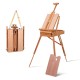 Tripod folding French wooden easel with sketch box, made of beech wood, adjustable height, perfect for outdoor painting.